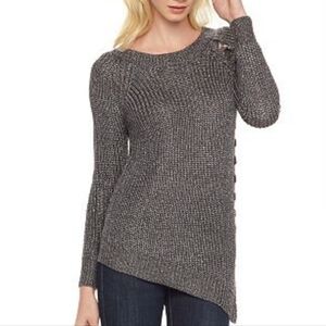 Rock & Republic Asymmetrical Lace-Up Sweater - L